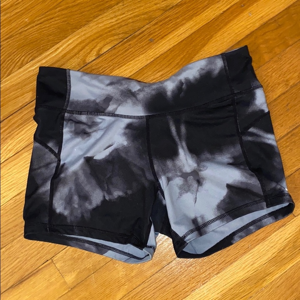 champion brand gray and black spandex shorts